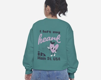 Pink Main Street USA Sweatshirt, Retro Theme Park Comfort Colors Crewneck