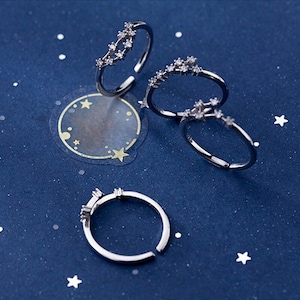 Signe astrologique UpooBaby, bague zodiaque personnalisée constellations multiples argentée