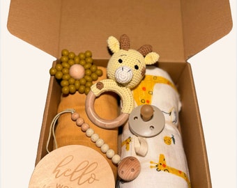 UpooBaby - Ensemble cadeau nouveau bébé girafe, nouveau cadeau bébé garçon, nouveau cadeau bébé fille, coffret cadeau nouveau-né, coffret cadeau nouveau bébé, cadeau baby shower