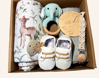 UpooBaby - Geschenkset zur Geburt eines Elefanten, Geschenk zur Geburt eines Jungen, Geschenk zur Geburt eines Mädchens, Geschenkbox für Neugeborene, Geschenkbox zur Geburt eines Babys, Geschenk zur Babyparty