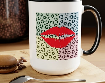 Colorful Mug, Kiss Mug, Gift For Best Friend, Gift For A Girlfriens, Mug For Mum, Coffee Mug, Mug For Best Friend, Coffee Time,Leopard print