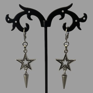 stainless steel spike earrings | 12mm leverback or fishhook | silver y2k punk jewelry | hypoallergenic