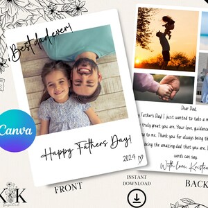 Vaderdagkaartsjabloon, foto Vaderdagkaart, Happy Father's Day-fotokaart, kaart voor papa, cadeau papa, modern, bewerkbaar, Canva downloaden