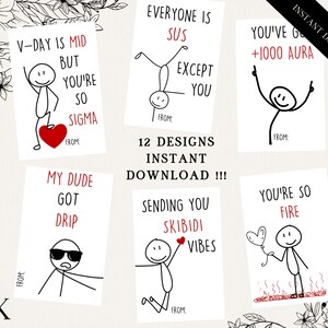 Slang Kids Valentine&#39;s Day Cards, Funny Printable Classroom Valentine, Teen Tween School Valentines, Boys Valentines, Funny Valentine Card