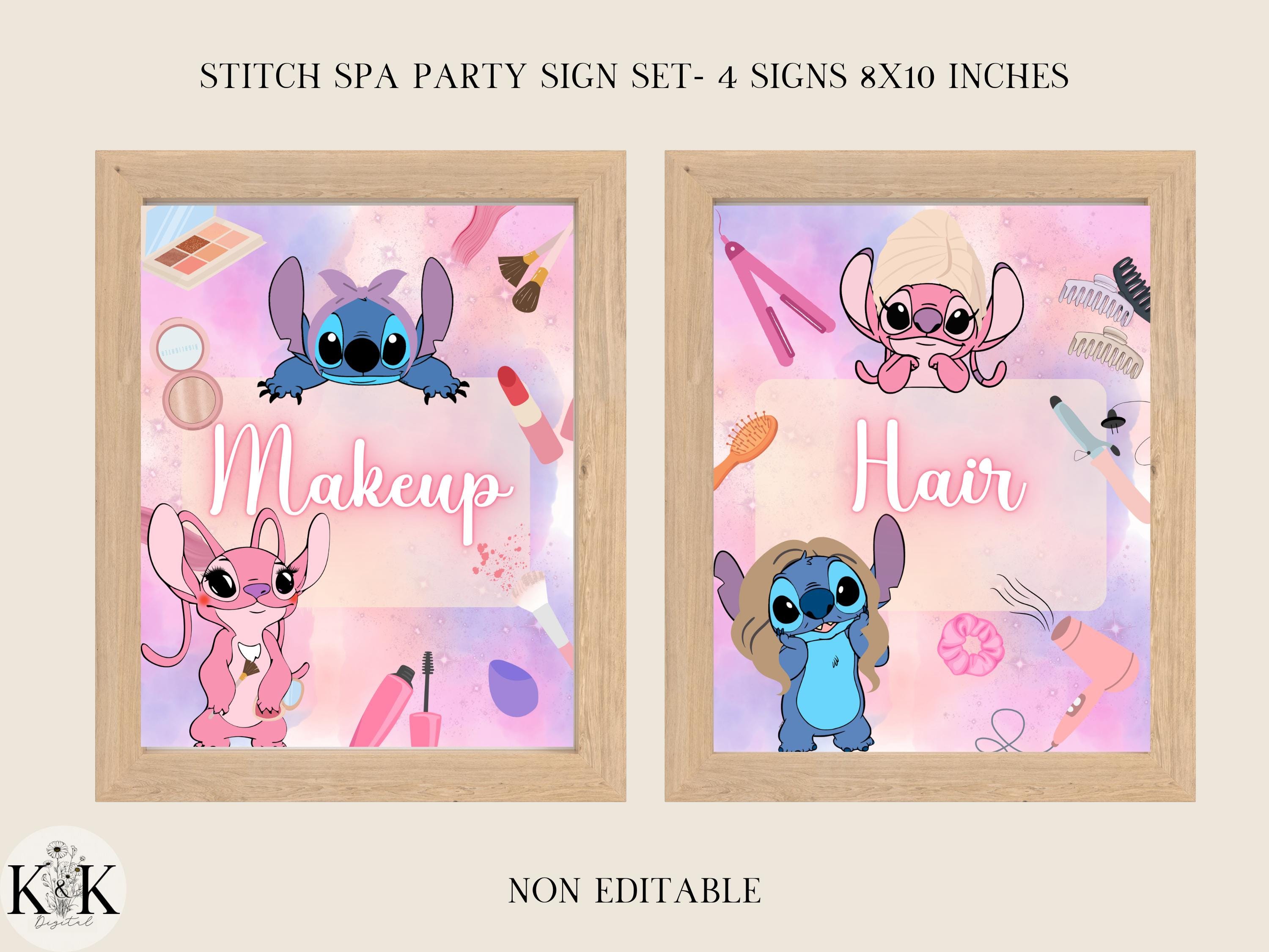 Stich Sign Stich and Angel Spa Party Table Signs, Stitch Party Poster, Birthday ...