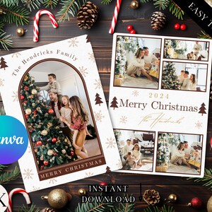 Boho Christmas Card Template, Photo Christmas Card, Arch Christmas Card, Merry Christmas Card, Editable Holiday Card, Boho Holiday Card,H002