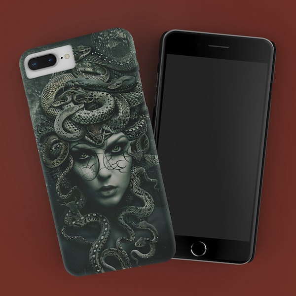 Medusa phone case for iphone, Samsung, Google pixel, Medusa head, snakes, snap on, mythology, dark