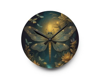 Acrylic Wall Clock - Dragonfly
