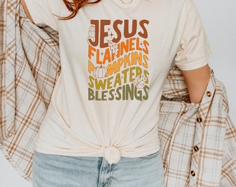 autumn christian womens tee coffee lover gift pumpkin spice and jesus christ shirt trendy fall outfit faith fall shirt comfort colors
