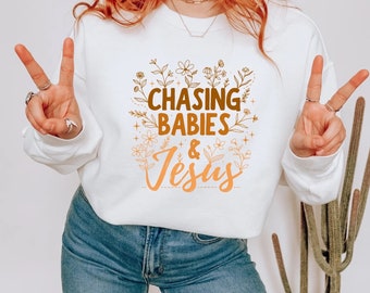 Women's Christian Sweatshirt Jesus shirt for mom religious gift for her motherhood pullover Comfort Colors Faith Based sweater mama shirt