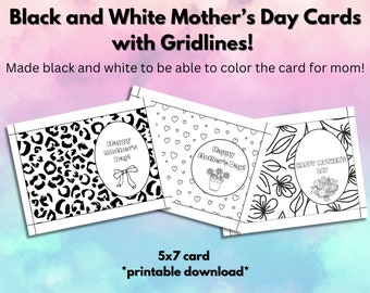 Coloring Mother's Day Card Digital Download Mother's Day Craft Digital greeting card Activity Gift to Make for Mom Printable with gridlines