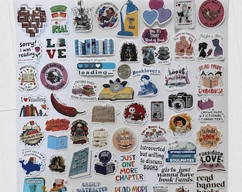 Book Lover Stickers Collection 50+ sticker lot books reader reading book club (BC4)