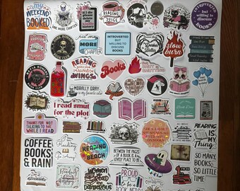 Book Lover Stickers Collection 50+ sticker lot books reader reading book club (BC2)