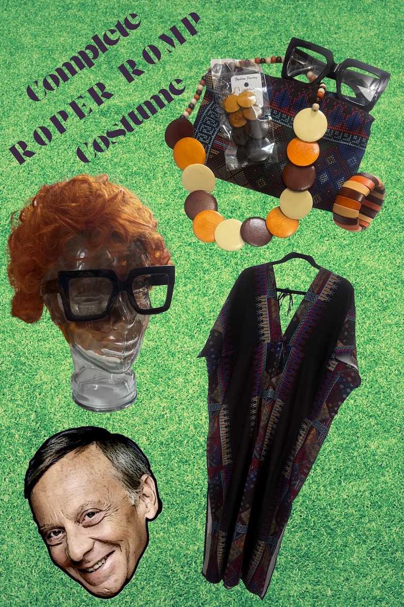Helen Roper Romp For Men Roper Romp Complete Costume. Orange Curly Wig, Kaftan Robe, Jewelry ...