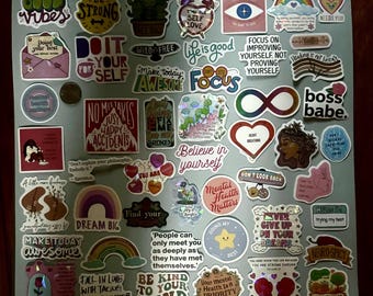 Inspirational Sticker Collection 45+ stickers lot mental health therapy therapist positive thinking variety mixed motivational (MH4)