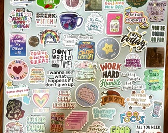 Inspirational Sticker Collection 50 stickers lot mental health therapy therapist positive thinking variety mixed motivational (MH5)