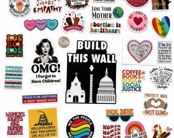Social Justice Sticker Collection 25+ stickers lot liberal progressive feminist anti-racist variety mixed miscellaneous (SJ5)
