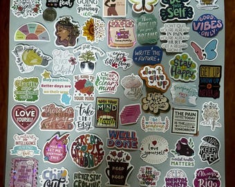 Inspirational Sticker Collection 50+ stickers lot mental health therapy therapist positive thinking variety mixed motivational (MH3)