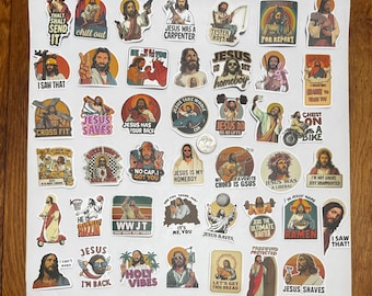 Funny Jesus Christ Stickers Collection 40+ sticker lot variety mixed miscellaneous (FJ8)