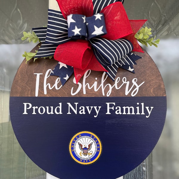 Personalized Proud Navy Family Door Hanger