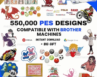 550,000+ Embroidery Designs PES Files for Brother Machines – Compatible with Babylock & Deco Machines (Instant Download)
