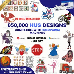 Umfangreiche Stickdateien Designsammlung für Husqvarna & Viking Maschinen - Über 650.000 HUS Dateien.