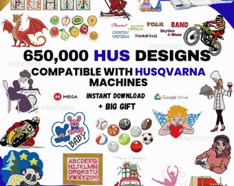 Machine Embroidery Design Bundle for Husqvarna & Viking – Over 650,000 HUS Files (Instant Download)
