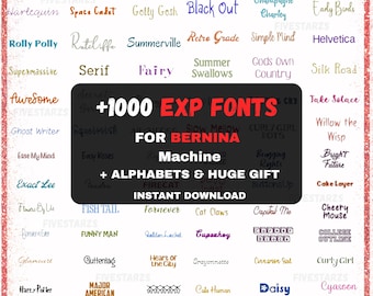 1000+ Maschinenstickschrift-Designs (1, 2, 3 Zoll) - EXP-Format für Bernina (Instant Download)