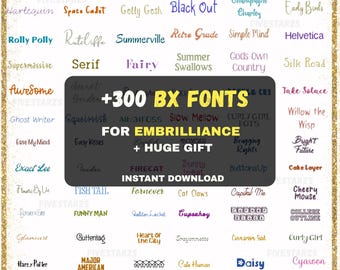 300 BX Embroidery Fonts Bundle, Embrilliance Compatible (Instant Download)