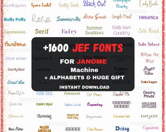 1600+ maskinbroderitypsnitt (2,5 cm, 7,5 cm) – JEF-format för Janome (direktnedladdning)