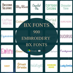 BX Embroidery Fonts Designs – 900 Machine Collection in BX Format Embroidery Monogram, Alphabet, Script, Letters  – Instant Download