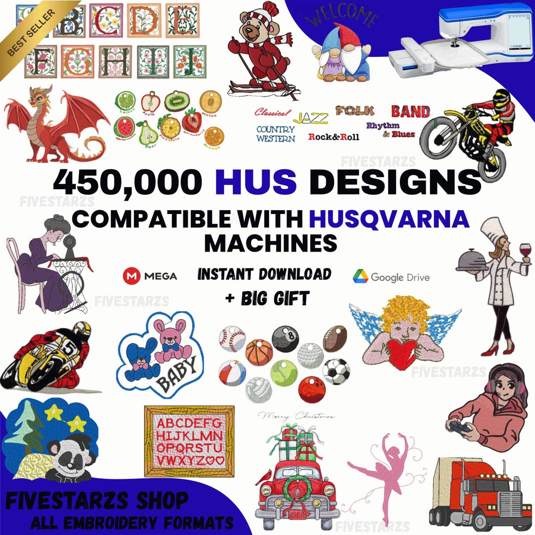 Machine Embroidery Design Bundle for Husqvarna & Viking – Over 450,000 ...