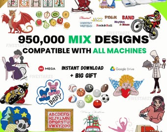 Machine Embroidery Design Bundle – Over 950,000 Files in Various Formats (Instant Download)
