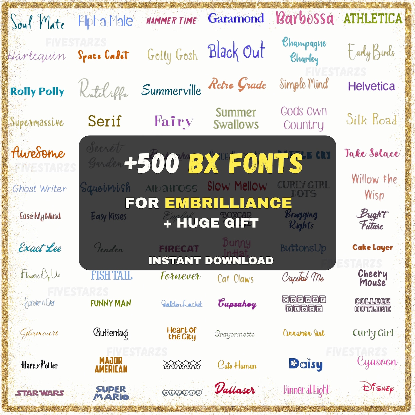 Compatible Font 500+ BX Embroidery Fonts Bundle (1
