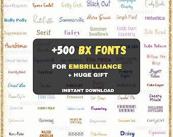 Pacchetto di oltre 500 font per ricamo BX (dimensioni 1", 2", 3") – Font per ricamo a macchina compatibili con Embrilliance (download immediato)