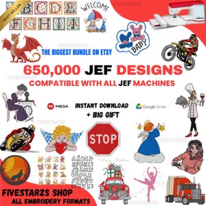 Massive Embroidery Designs Collection for Janome Machine  - 650,000+ Files in JEF Format , Compatible Bernina, & Babylock Machines