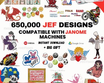 Stickmuster-Paket für Janome – Über 650.000 originale JEF-Dateien (Sofort-Download)