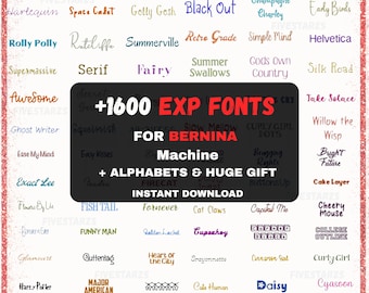 1600+ Maschinenstickschrift-Designs (1, 2, 3 Zoll) - EXP-Format für Bernina (Instant Download)