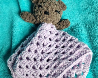 Crochet Teddy Lovey | Baby Snuggler | Baby Blanket