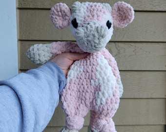 Crochet Cow Snuggler | Lovey | Gift for Baby | Nursery Decor | Handmade Snuggler