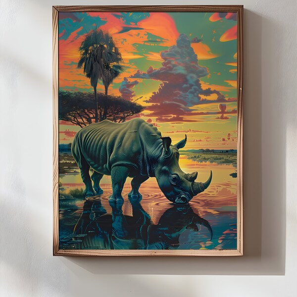Safari Concept Art, Greg Hildebrandt Art, Retro Safari Digital Print, Africa Animal Safari Wall Art, Digital Download, Printable Wall Art
