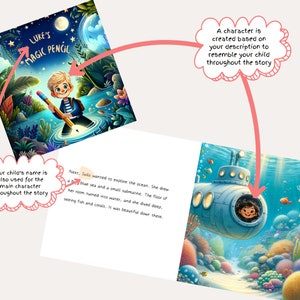 Libro infantil personalizado: Lápiz mágico Historia de aventuras personalizada con nombre e ilustración Regalo único Regalos personalizados para niños imagen 3