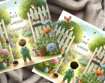 Libro per bambini personalizzato Avventura in giardino - Storia personalizzata con nome e illustrazione - Regalo unico per bambini - Regali personalizzati per bambini