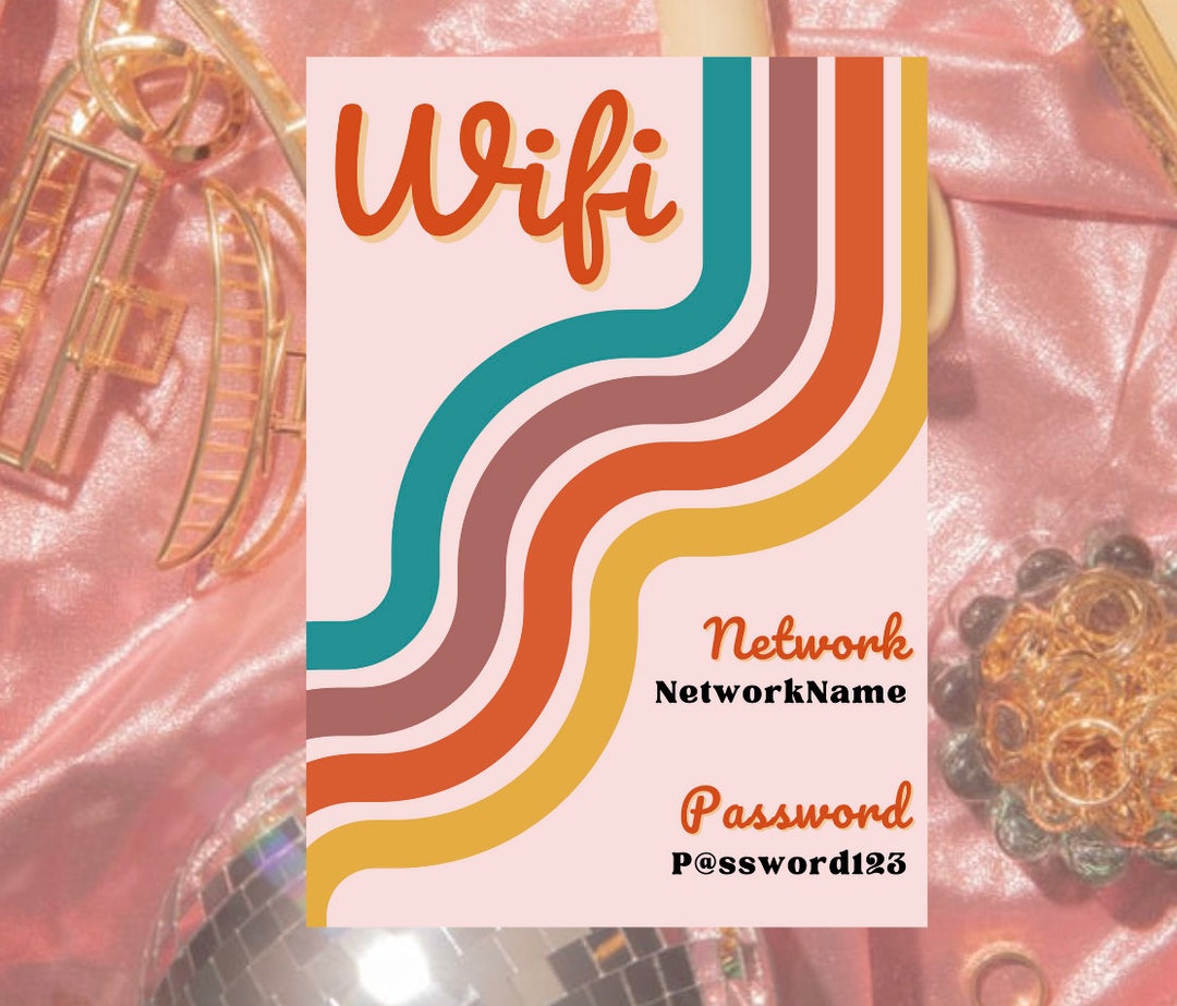 Retro and Pink Wifi Password Sign, Editable & Printable Wifi Sign ...