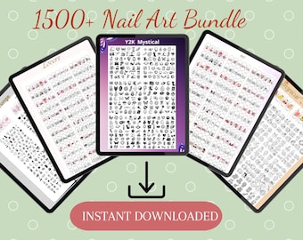 1500+ Nail Art Bundle, Practice Sheets, Decals Stickers (Digital Download)
