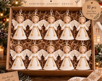 Combo 10 Crochet Angel Christmas Ornament, Handmade Angel Tree Decor