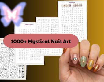 Mystical Nail Art Bundle, Digital Nail Stickers Template (500+ Designs)