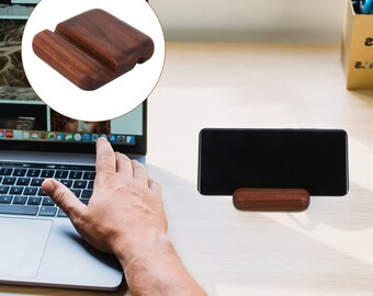 Premium Walnut Wood Smartphone Holder: Stylish Wooden Cellphone Stand for Desk.Perfect Desk Accessory for Home Office and Thoughtful Gift