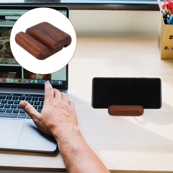 Premium Walnut Wood Smartphone Holder: Stylish Wooden Cellphone Stand for Desk.Perfect Desk Accessory for Home Office and Thoughtful Gift