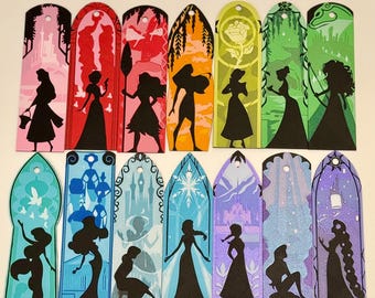 3D Printed Princess Silhouette Bookmark Set, Fairytale Book Lover Gift